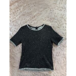 CAbi Womens Style 542 Black Grey Tweed Coco Shell Short Sleeve Sweater M
